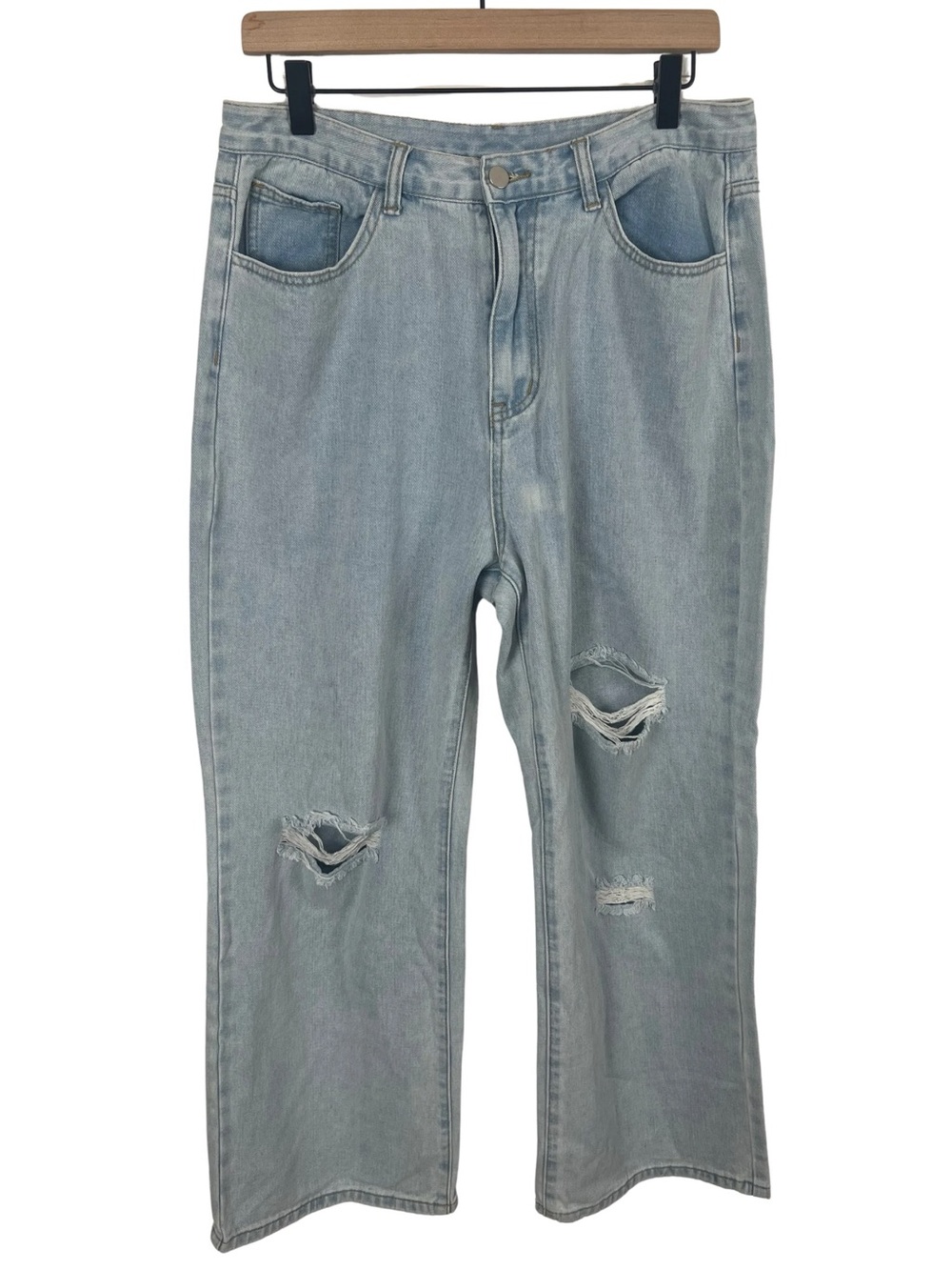 Cider Distressed Wide Leg Jeans Women’s XL Light Wash High Rise Denim